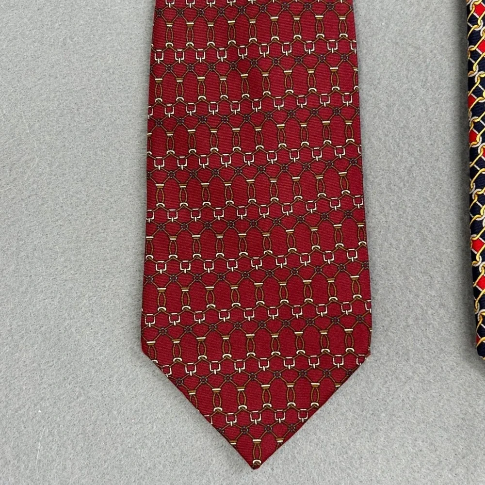 Vintage Burberrys 100% Silk Tie Bundle 2 Designer Neckties England Geometric - Picture 4 of 13